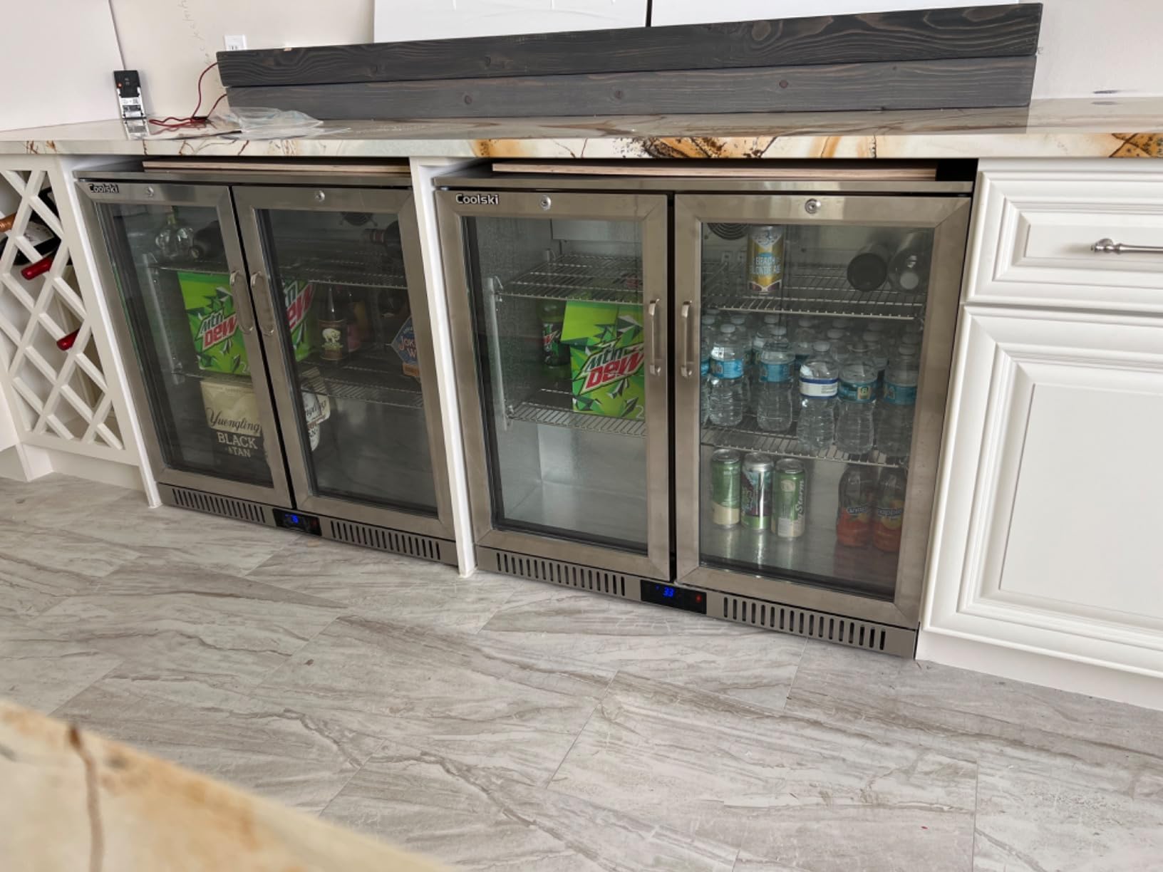 Coolski 36 Inch Back Bar Cooler, Under Counter Beverage Refrigerator with Glass Doors, Commercial Counter Height Display Fridge for Beer Soda, 7.4 Cu.Ft. Capacity/LED Lighting/ETL NSF Approved customer photo 1
