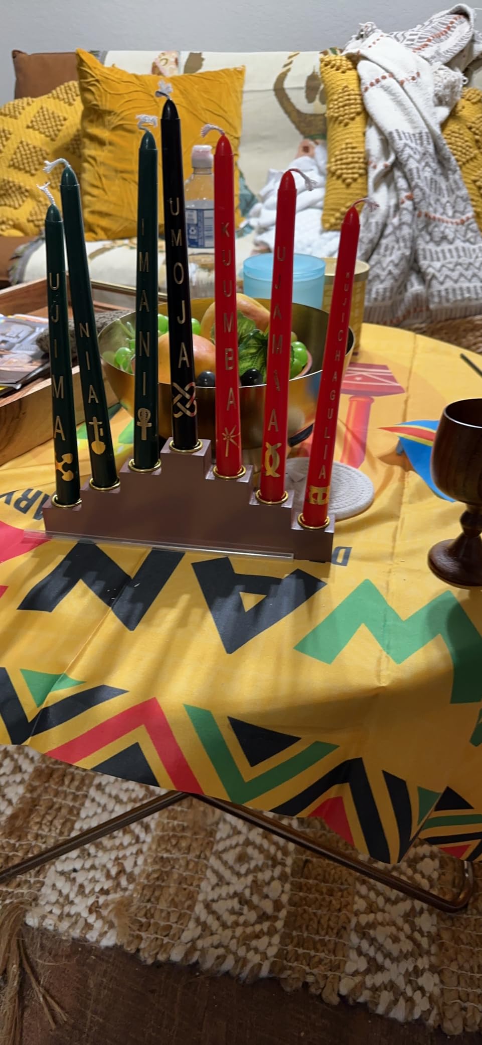 Ziliny 7 Pcs Kwanzaa Kinara Taper Candle Set with Holder and Wood Unity Cup customer photo 1