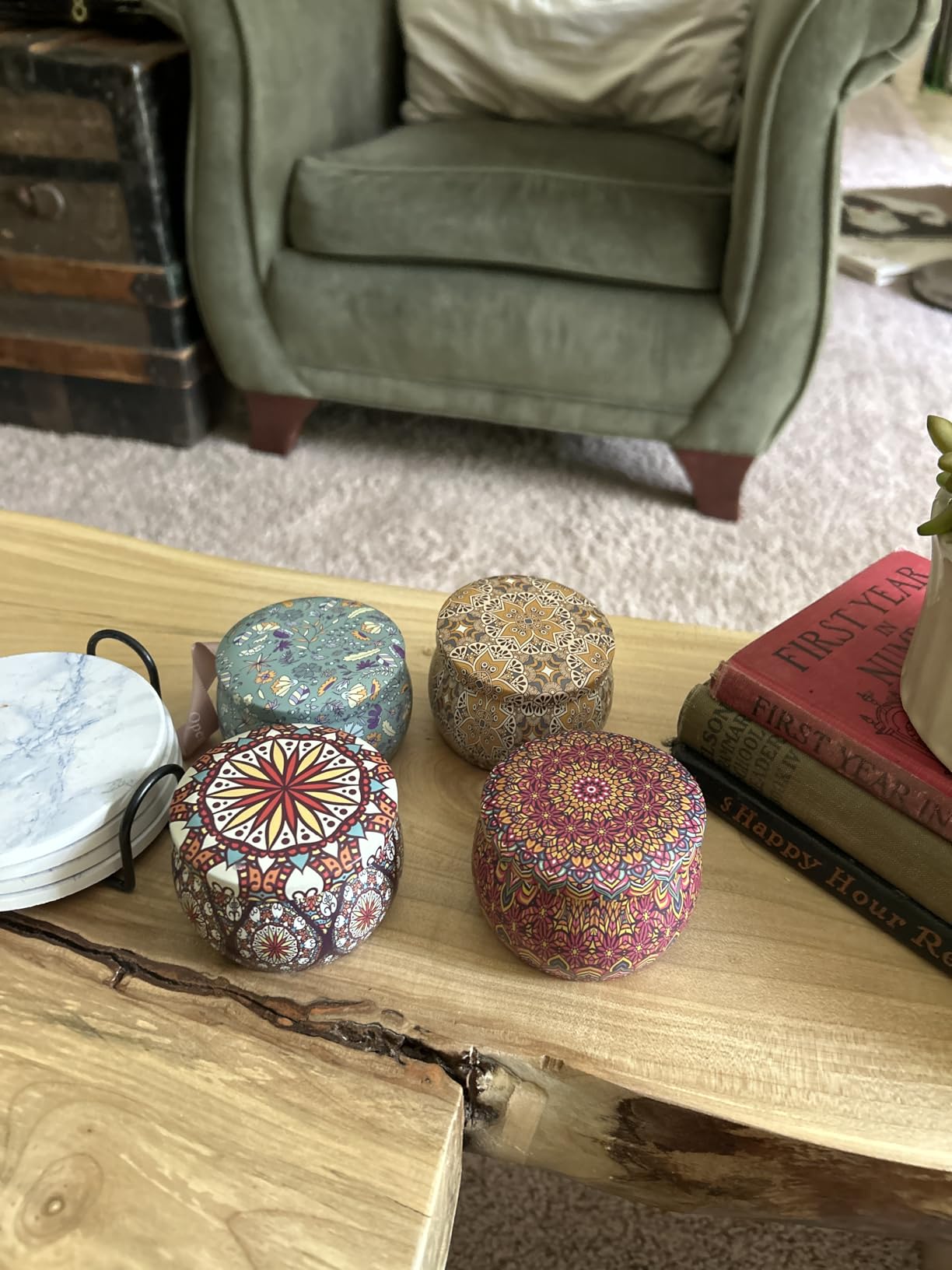 TranquilBliss Scented Candles, 4-Pack Soy Wax Candle Set, Gifts for Women | 4 assorted scents, 120h burn time, cotton wicks, reusable jars, gift-ready for birthday valentine's day customer photo 1