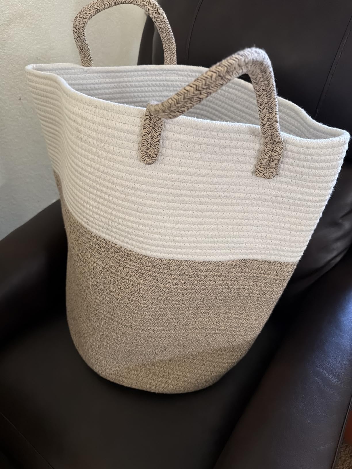 Artfeel Laundry Basket,Woven Cotton Rope Laundry Hamper,60L for Decor Storage of Dirty Clothes,Toys and Blankets in Bathroom,Baby Room and Living Room customer photo 1