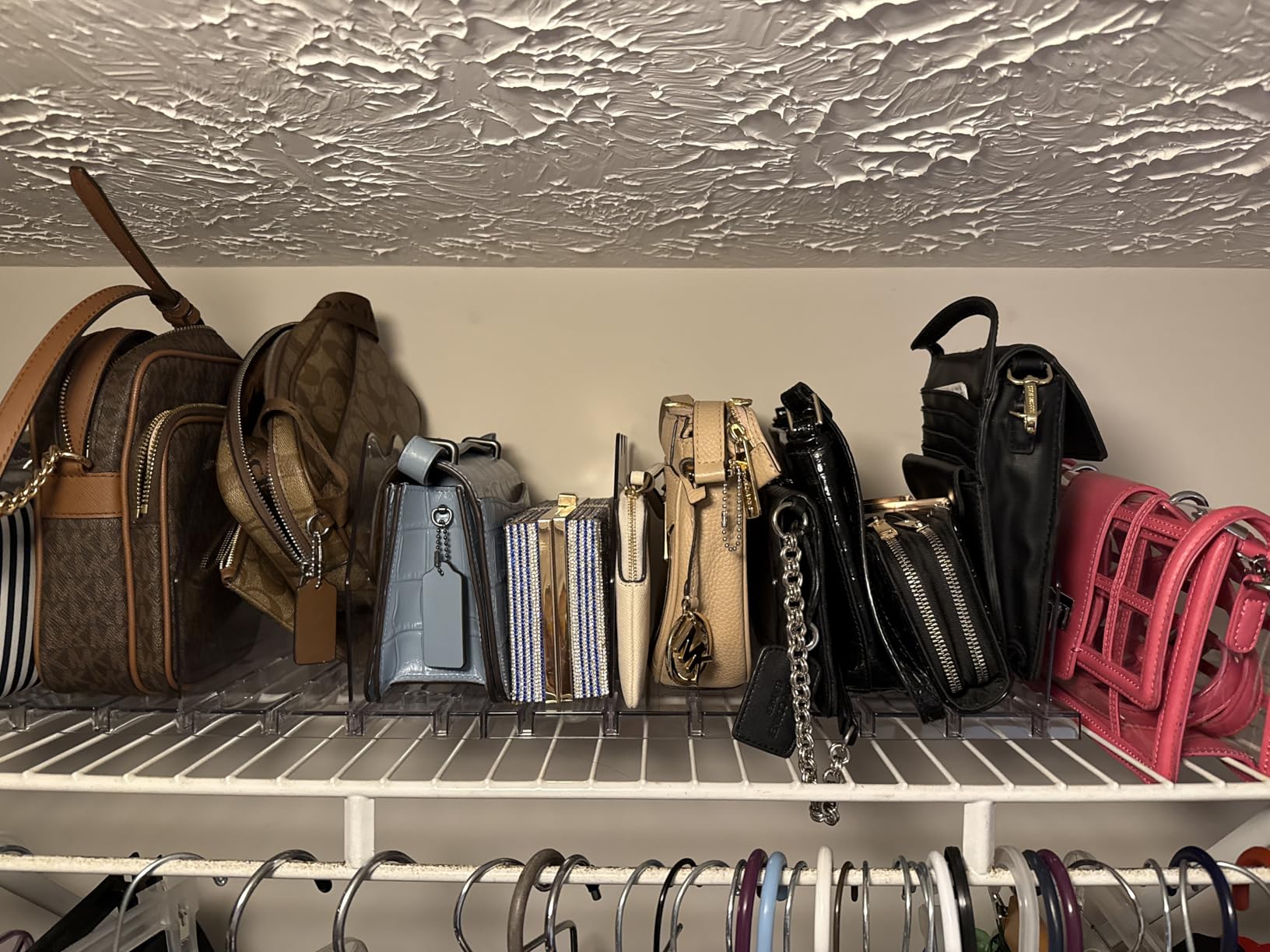 SPACEKEEPER Adjustable Shelf Divider for Closet, Clear Purse Organizers for Closet Acrylic Handbag Separators Storage Organizer Bookshelf Separator Dividers in Bedroom, Office customer photo 2