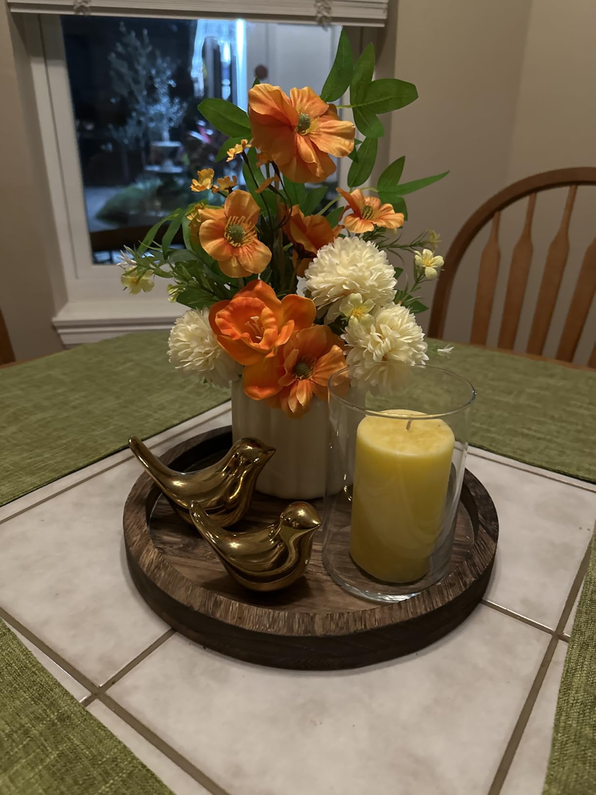 Autumn Artificial Flower Bouquet in Vase, Fall Silk Flower Arrangement, Faux Floral Centerpiece for Home Decor, Table Centerpiece for Autumn, Living Room Office Decoration customer photo 2