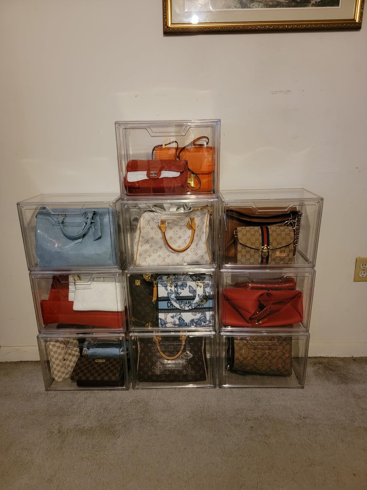 Purse Organizer for Closet,Clear Acrylic Display Case for Handbag Organizer, Purse Storage Box with Magnetic Door, Plastic Storage Bins for Book, Collectibles, Cosmetic (5 Pack) customer photo 1