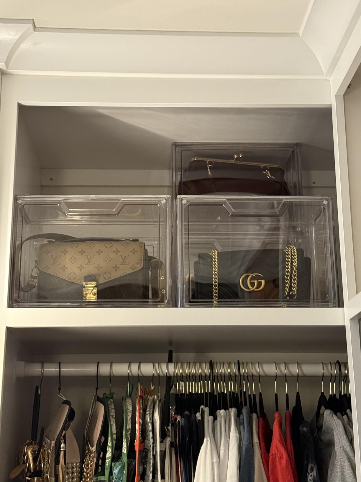 Purse Organizer for Closet,Clear Acrylic Display Case for Handbag Organizer, Purse Storage Box with Magnetic Door, Plastic Storage Bins for Book, Collectibles, Cosmetic (5 Pack) customer photo 2