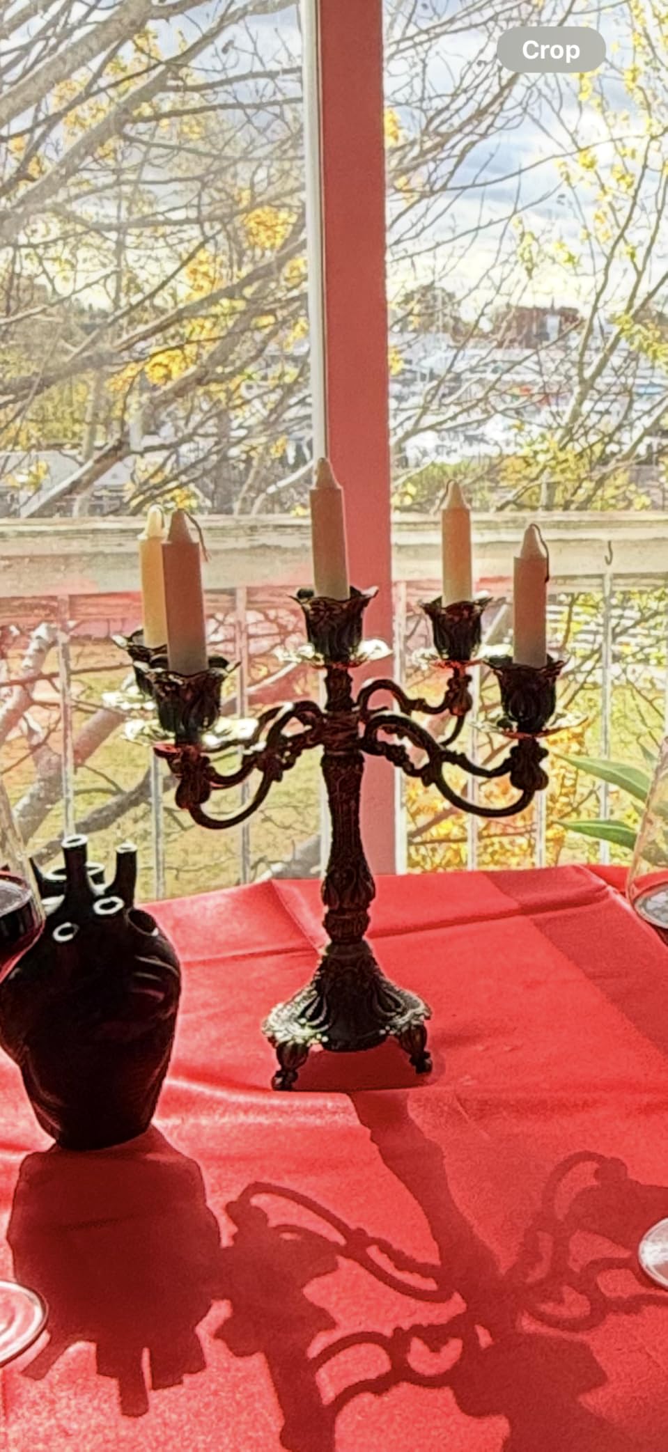 Peohud 5-Candle Metal Candelabra, 10 Inch Tall 5 Arms Candle Holder Stick for Taper Candles, Vintage Candelabra Candle Stand for Home Decor, Event, Wedding, Party, Bronze customer photo 2