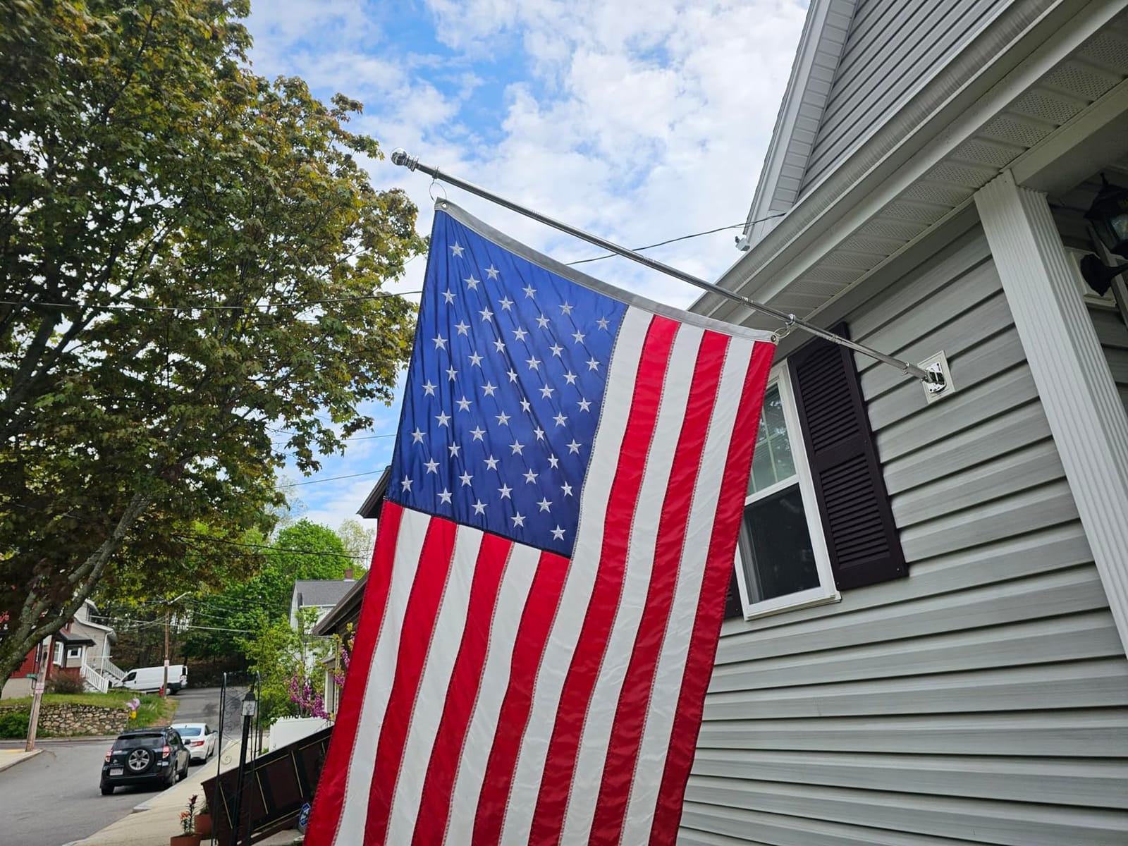 316 Stainless Steel Flag Pole Holder, Marine Grade Ultra Heavy Duty Flag Pole Mount, Outside House Flag Pole Bracket, Flagpole Mounting Bracket, Outdoor Adjustable Flag Holder - Mirror Polishing, 1 in customer photo 1