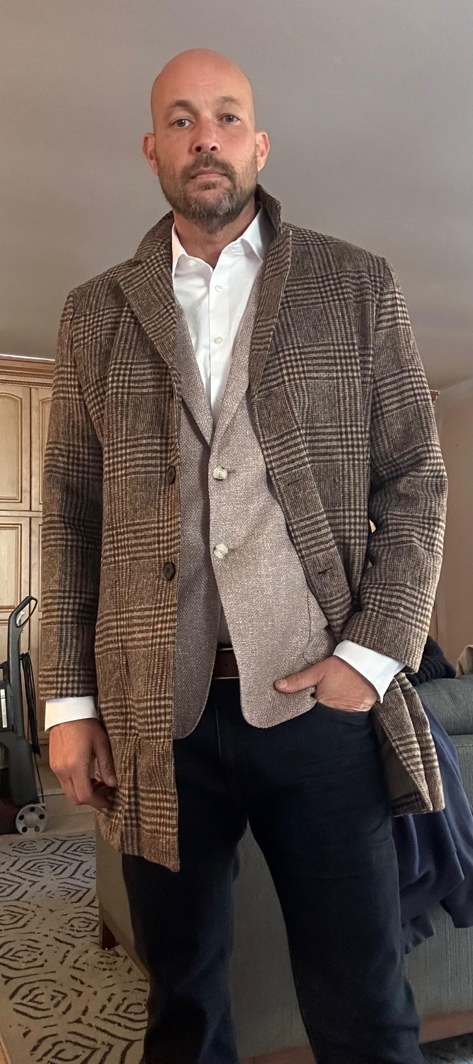 COOFANDY Mens Wool Blend Coat Winter Trench Overcoat Classic Peacoat customer photo 1