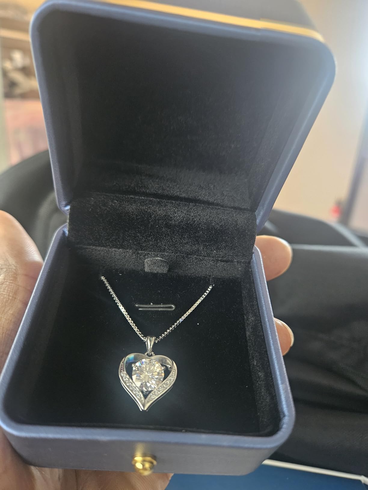 Moissanite Heart Necklace for Women, 925 Sterling Silver Necklace customer photo 1