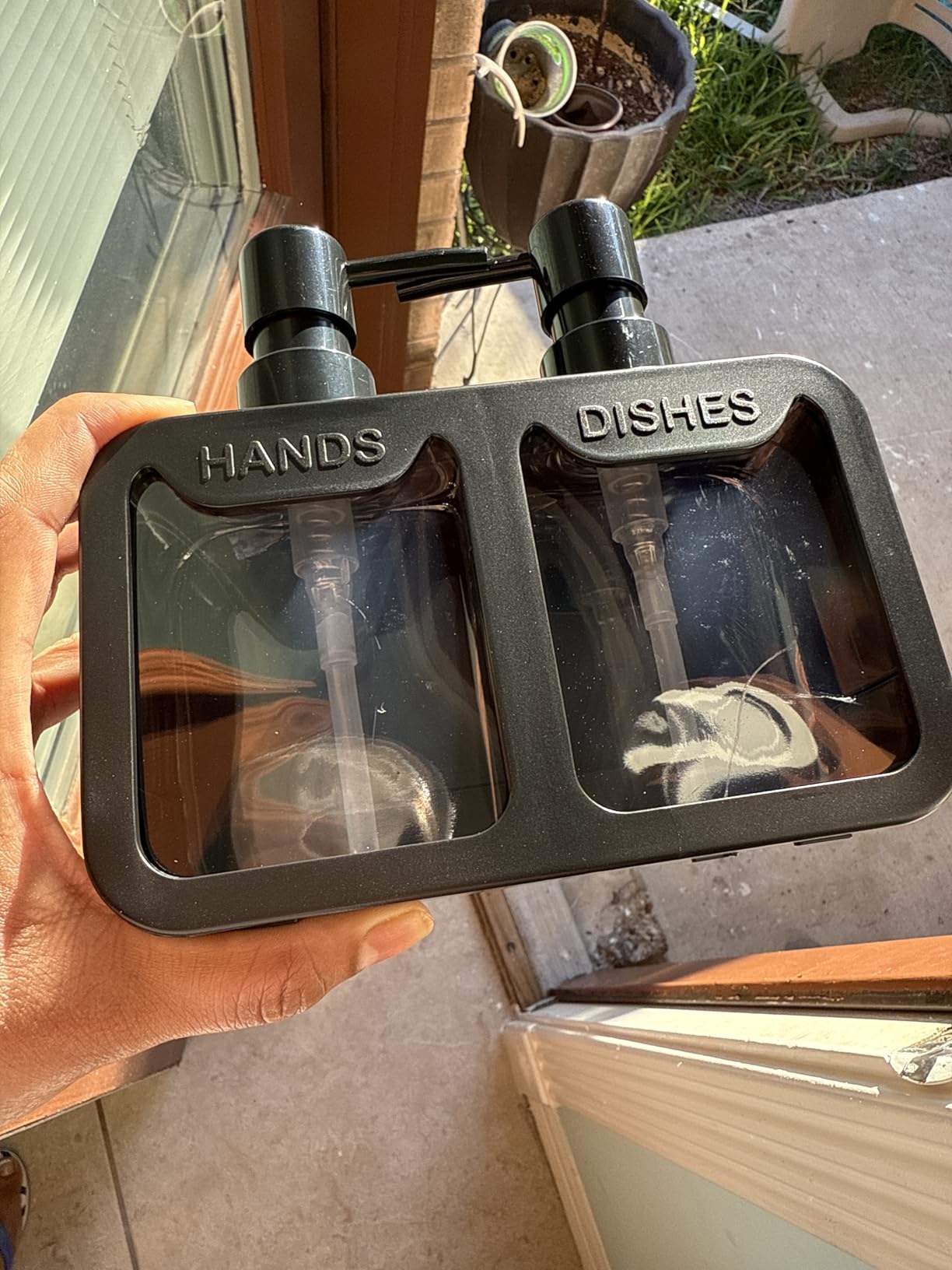 Kitchen Soap Dispenser Set, with Hand and Dish Soap, Sponge Caddy and Brush Holder 4-in-1 Kitchen Dual Soap Dispenser Set for Kitchen Sink, Bathroom - Black customer photo 2