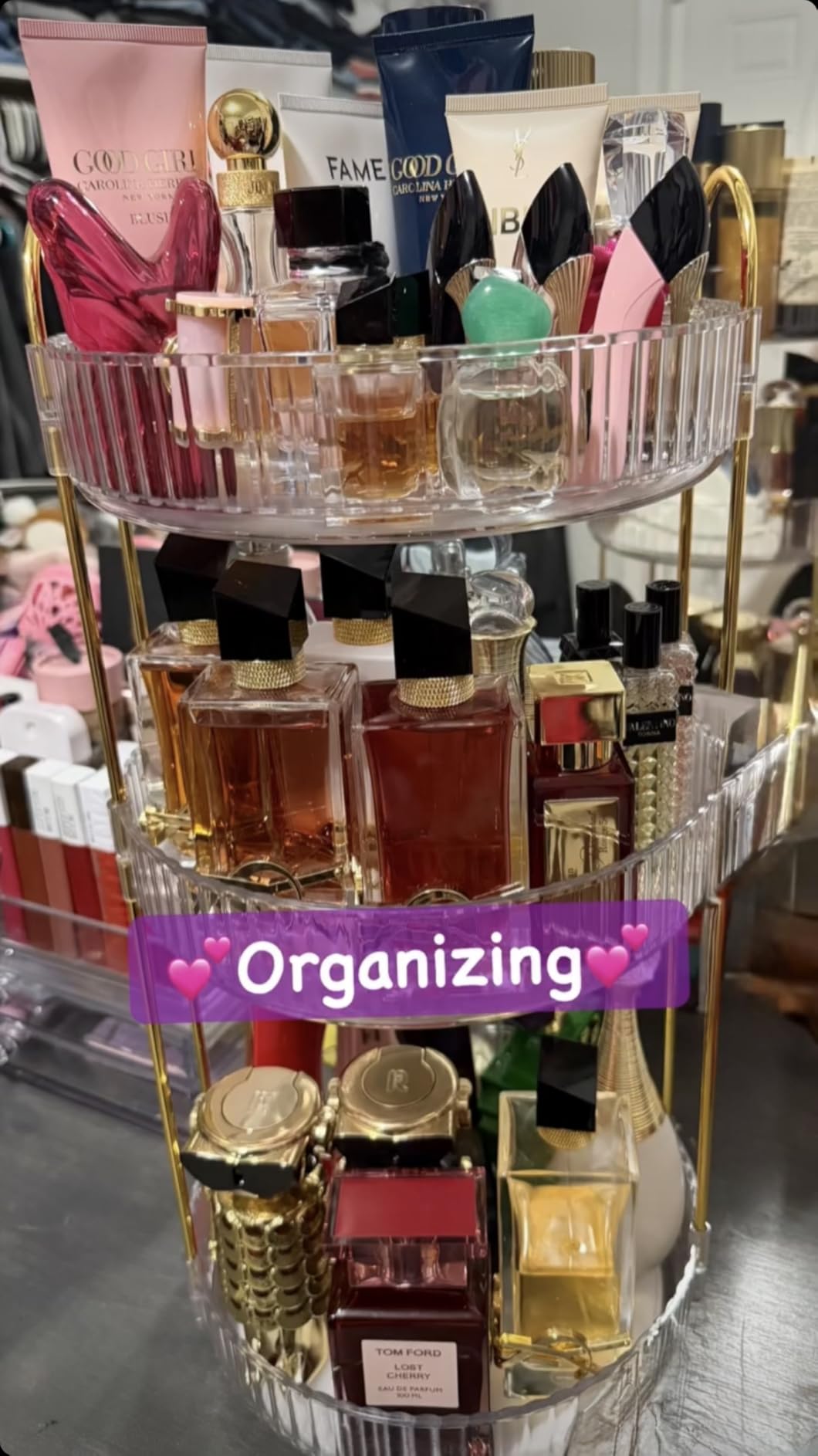 MOKANI 360 Rotating Makeup Organizer for Vanity, 3 Tier Perfume Organizer | Adjustable Multi-Function Spinning Cosmetics Skincare Storage for Bedroom, Dresser, Countertop, Clear customer photo 2