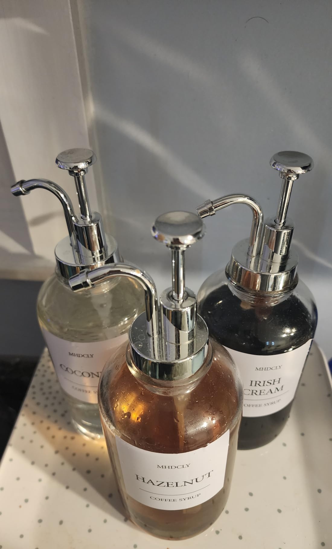 Coffee Bar Accessories,MHDCLY Coffee Syrup Dispenser - 4pack,16.9oz Syrup Dispenser with Labels, Syrup Pump Dispenser for Coffee Bar(Black Pump) customer photo 2