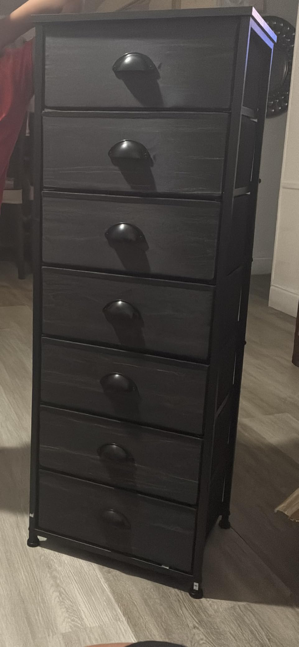 Furnulem White Dresser for Bedroom, 6 Fabric Drawers Chest of Drawers | Tall Skinny Dresser for Closet, Vertical Storage Tower Unit, Tall Nightstand for Dorm, Living Room, Metal Frame, Wooden Top customer photo 1