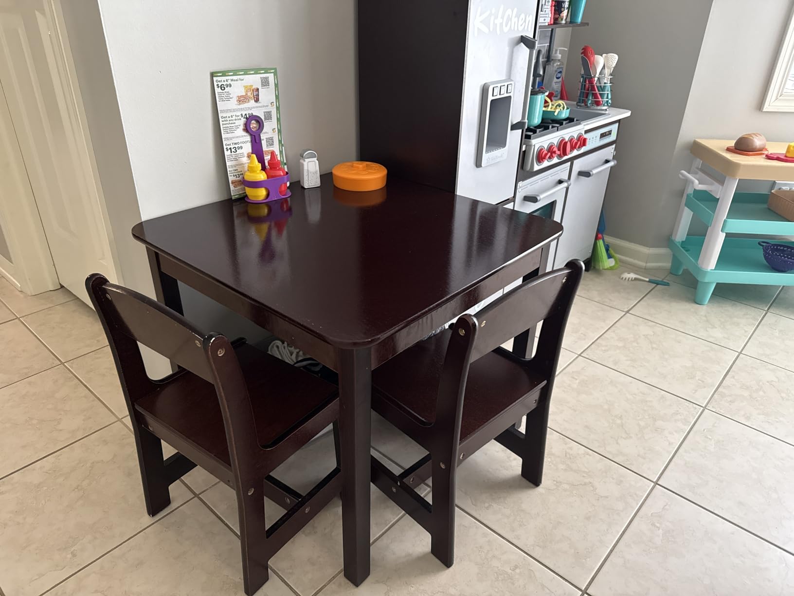 Delta Children MySize Kids Wood Table and Chair Set (2 Chairs Included) - Ideal for Arts & Crafts, Snack Time, Homeschooling, Homework & More, Bianca White/Natural customer photo 1
