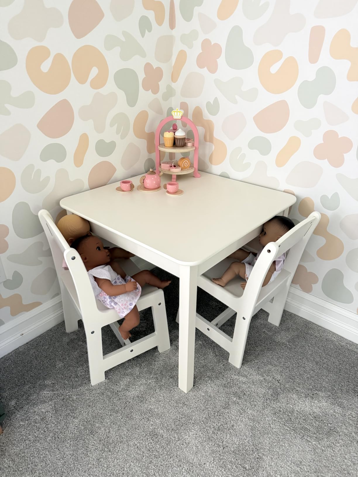 Delta Children MySize Kids Wood Table and Chair Set (2 Chairs Included) - Ideal for Arts & Crafts, Snack Time, Homeschooling, Homework & More, Bianca White/Natural customer photo 2