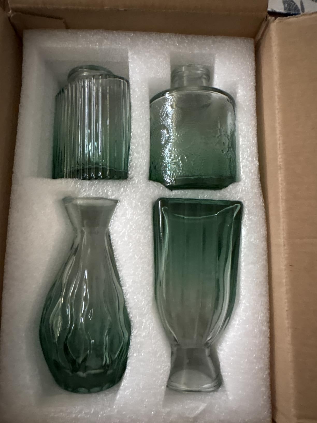 Glass Bud Vases Set of 4, Small Flower Vases for Wedding Centerpiece | Clear Vintage Embossed Mini Vases for Table Decorations, Flower Arrangements in Vases for Party or Home Decor customer photo 1