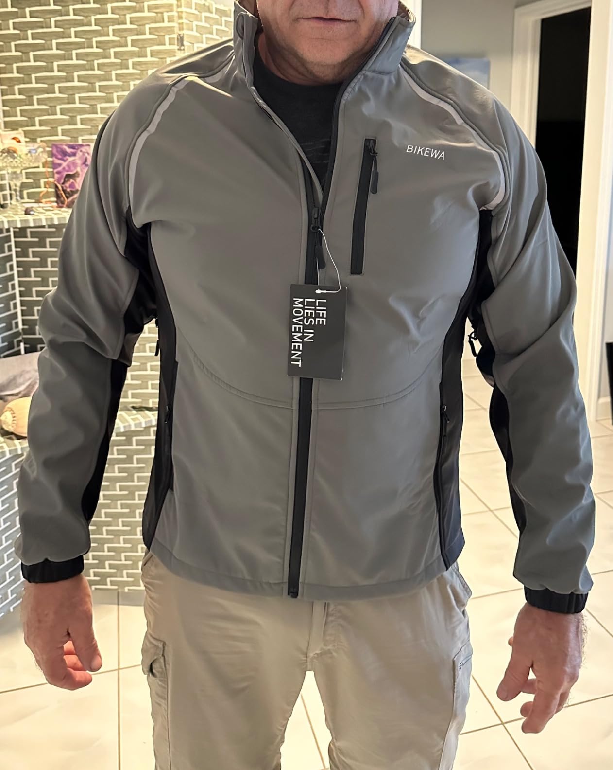 Bikewa Men's Winter Cycling Jackets Thermal Warm Water Resistant Bike Running Windproof Jacket customer photo 1