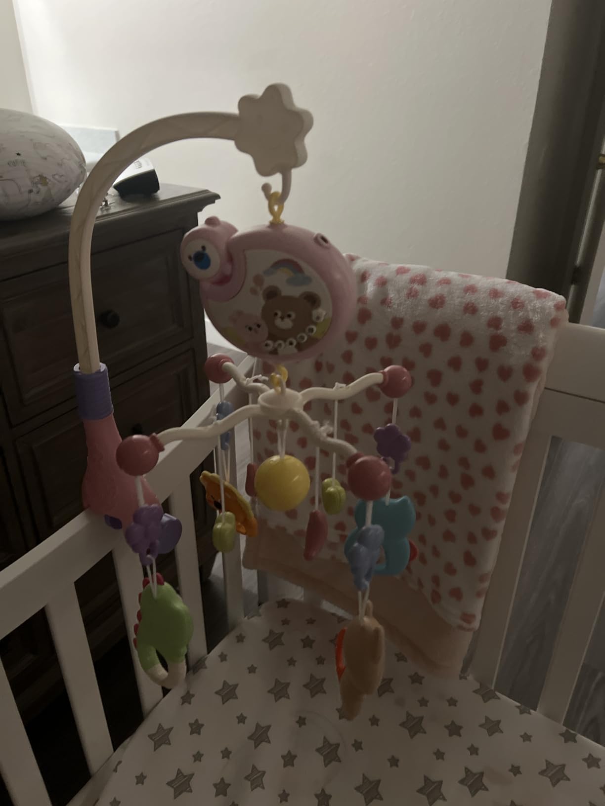Crib Mobile with Music and Lights, Baby Mobiles for Cribs, Nursery Musical Mobile for Bassinets Toys Hanging Girls Boys, Pack and Play Space Portable Animal Mobile Hanger Arm Clip On Attachment customer photo 2
