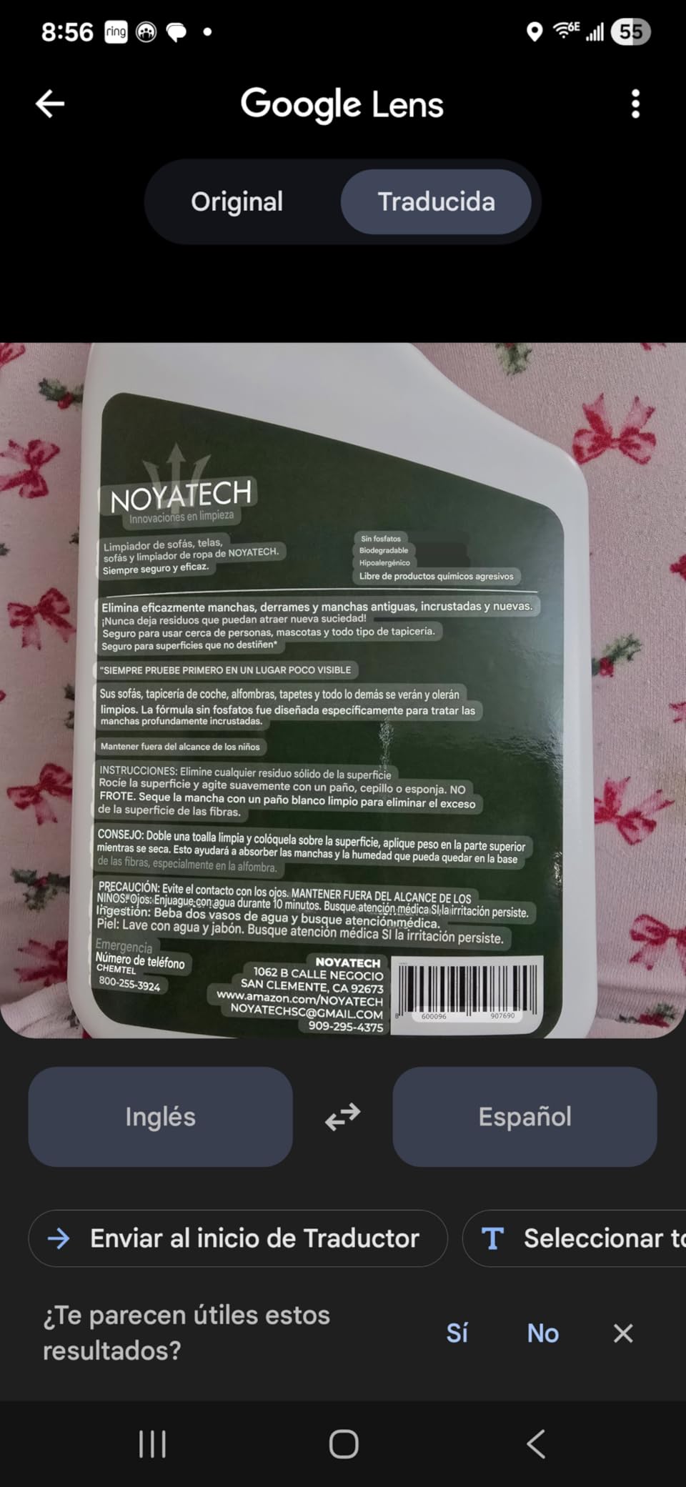 NOYATECH Couch Cleaner and Stain Remover Spray, Pet Safe Upholstery, 32 oz customer photo 2
