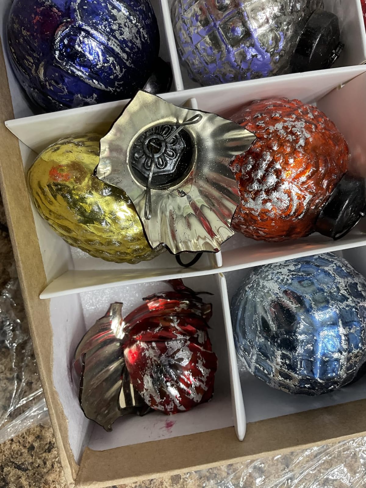 IndianShelf 12 Retro Vintage Unique Large Christmas Ornaments Multi Glass Christmas Balls for Christmas Tree, Halloween, New Year, Valentine Day, Holidays, Event & Wedding Party Decor- 2