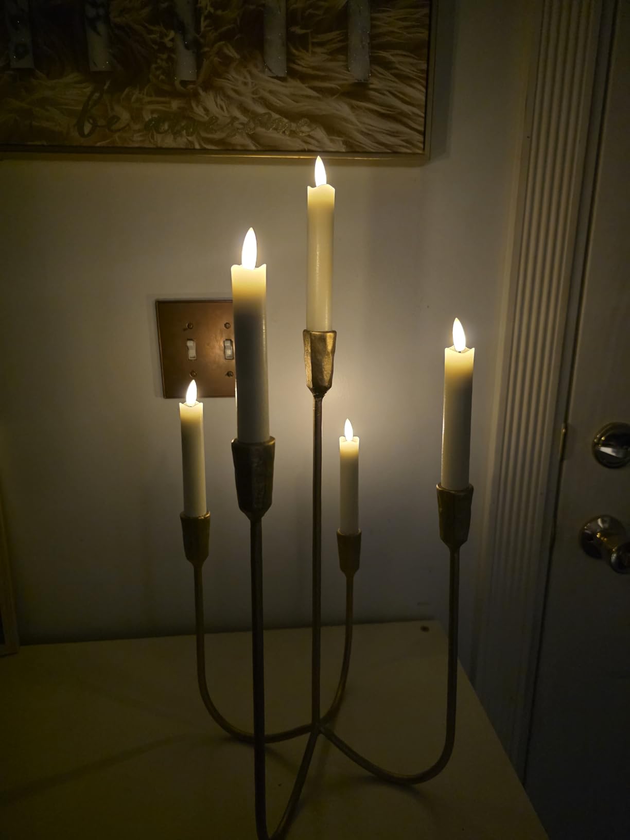 5-Candle Cast Iron Metal Candelabra Candlestick Holders 15 inch customer photo 2