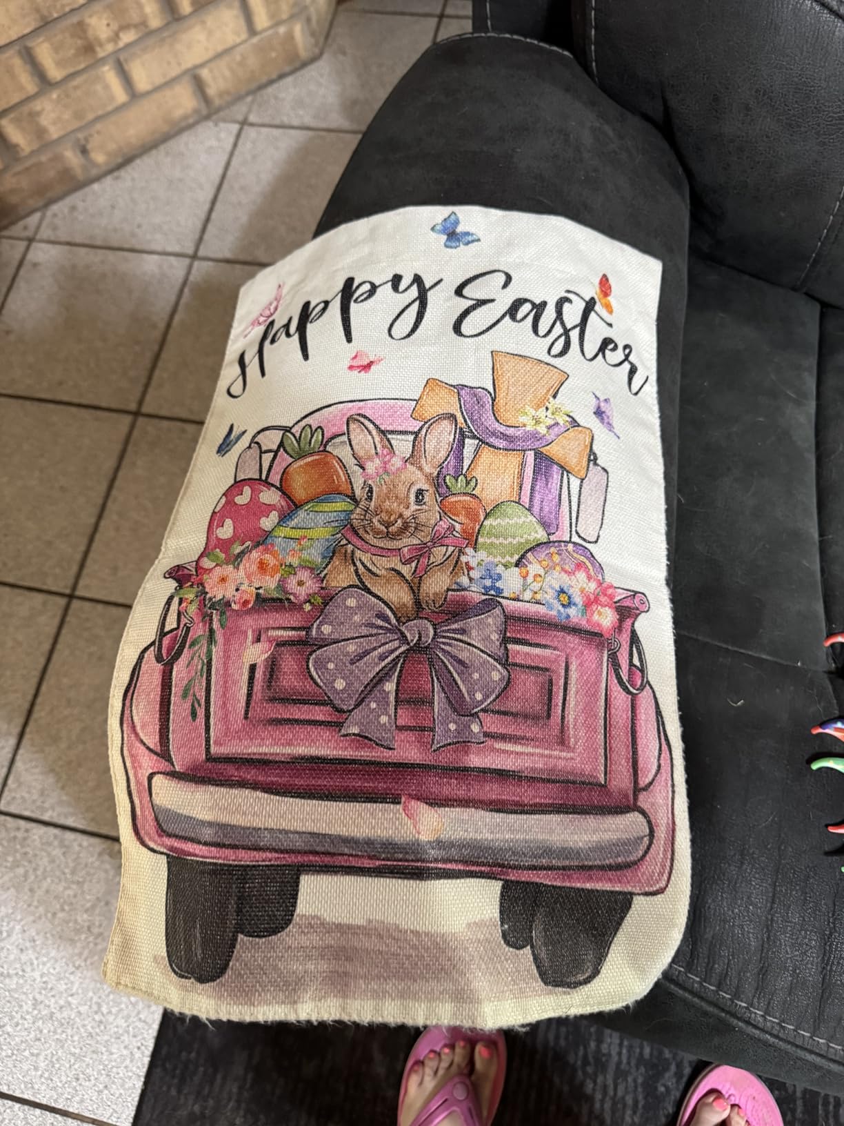 AVOIN colorlife Bunnies Cross He Is Risen Easter Garden Flag 12x18 Inch customer photo 1