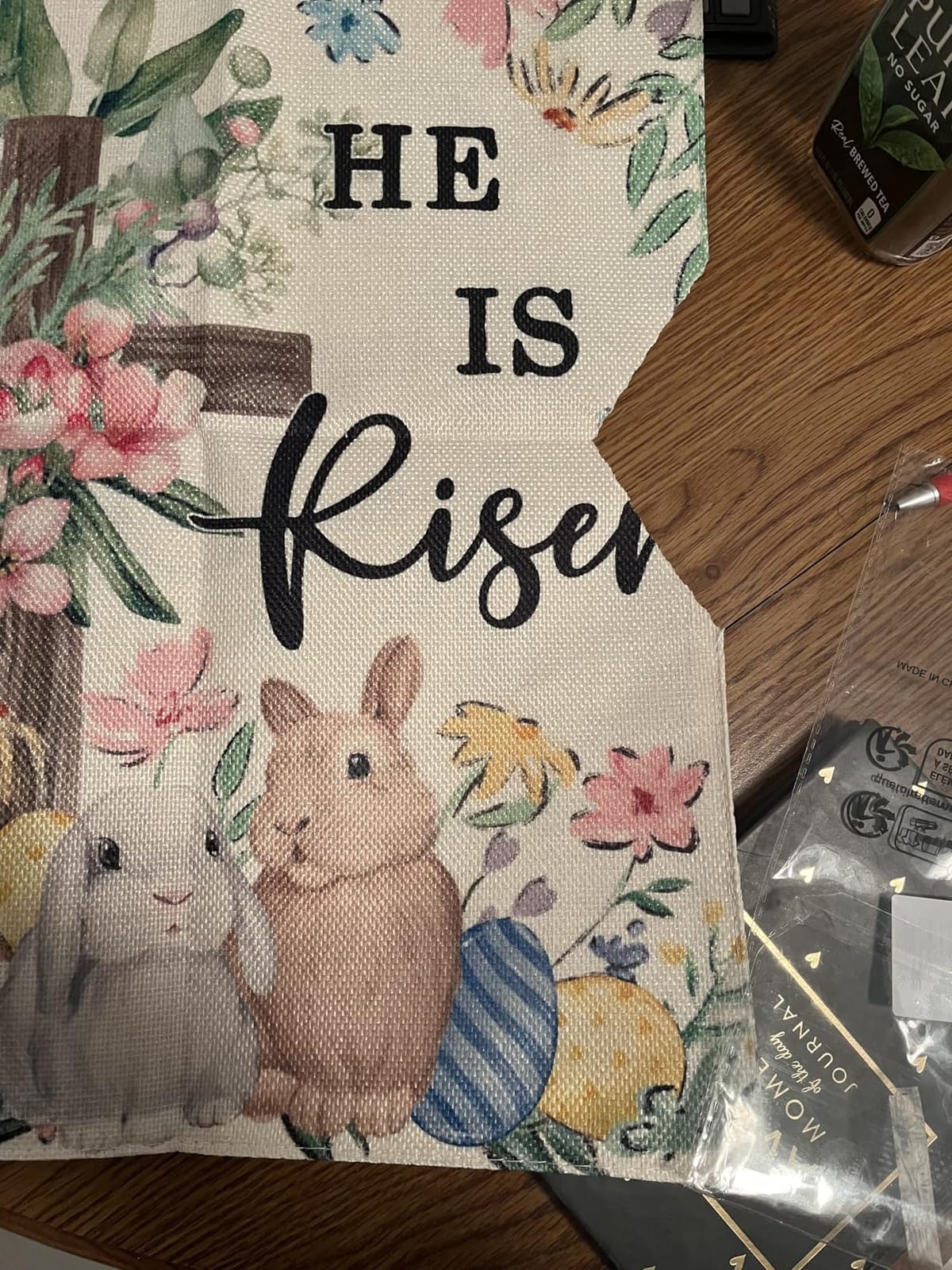 AVOIN colorlife Bunnies Cross He Is Risen Easter Garden Flag 12x18 Inch customer photo 2