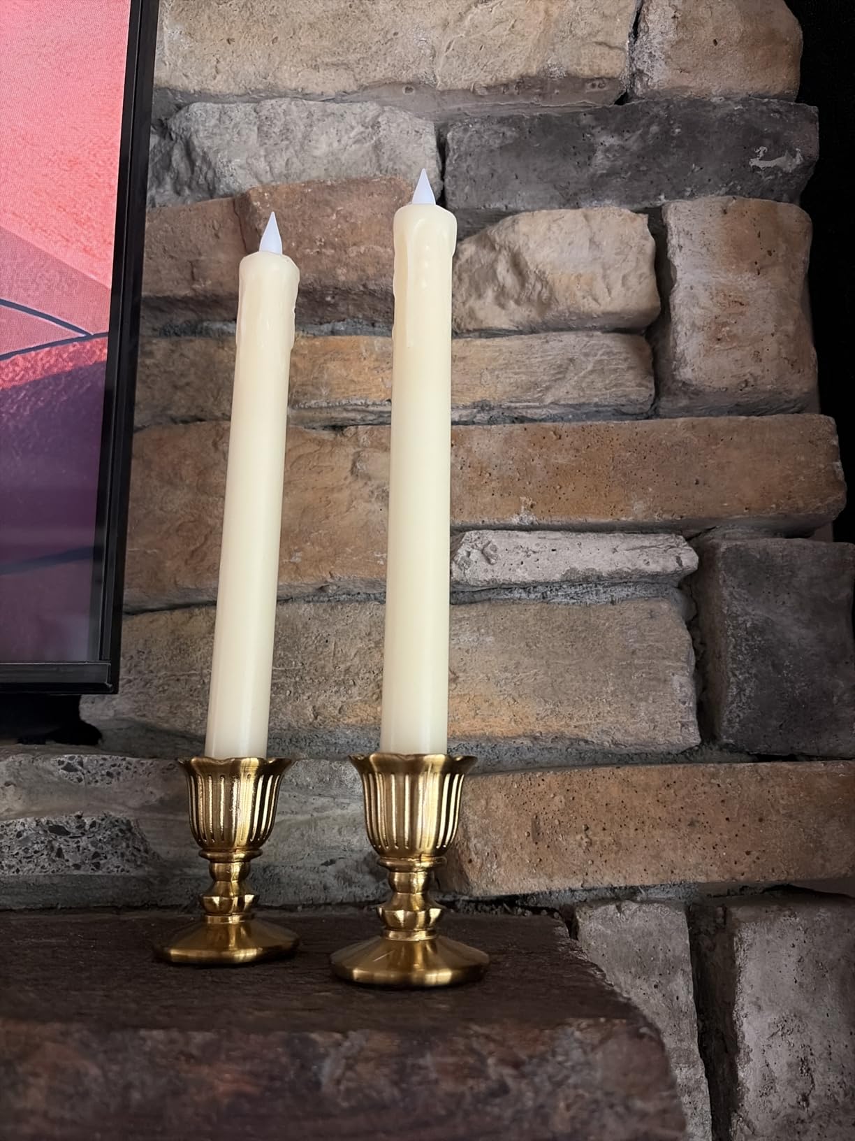 Romadedi Gold Candlestick Candle Holders, Brass Color, Pack of 2 | Vintage Decor for Wedding Table Centerpiece, Victorian Style, Christmas Mantel Decoration, for Standard Taper customer photo 1