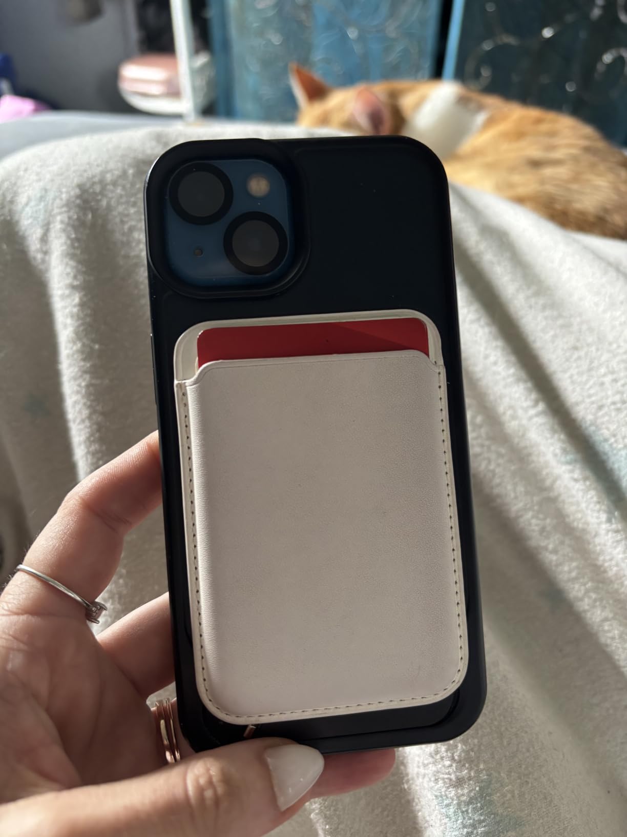 Magnetic Wallet Cell Phone Card Holder for Phone Case with Mag-Safe | Stronger Magnetic RFID Leather Phone Wallet Stick on Series of iPhone 17/16/15/14/13/12 and Pro/Promax, Dark customer photo 1