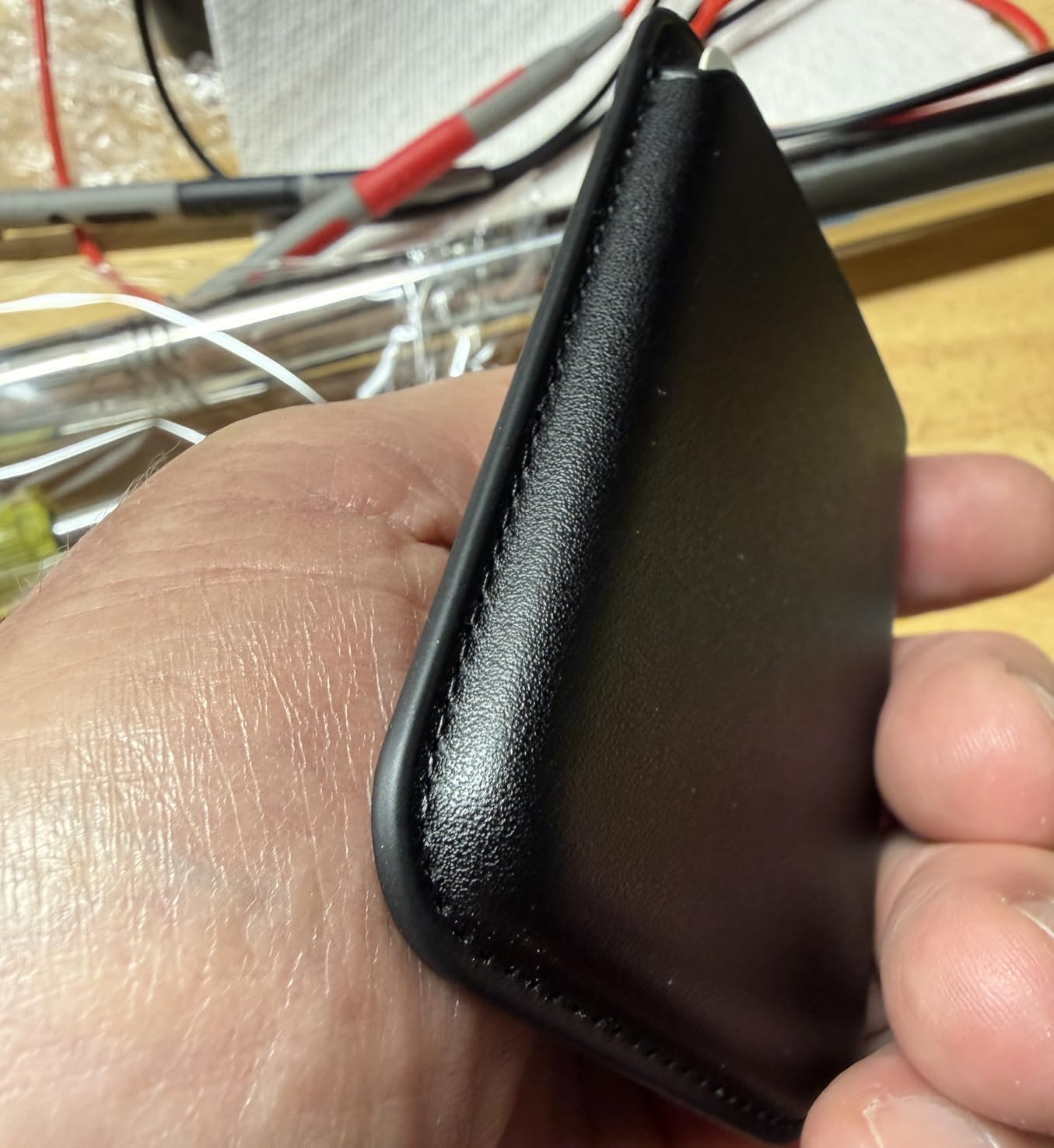 Magnetic Wallet Cell Phone Card Holder for Phone Case with Mag-Safe | Stronger Magnetic RFID Leather Phone Wallet Stick on Series of iPhone 17/16/15/14/13/12 and Pro/Promax, Dark customer photo 2