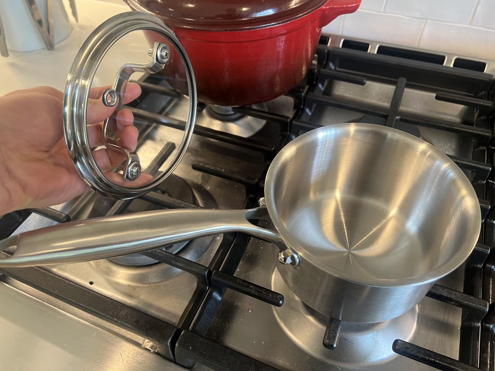 DELARLO Tri-Ply Stainless Steel Saucepan 1QT 2QT 3.5QT Kitchen Pot Set customer photo 1