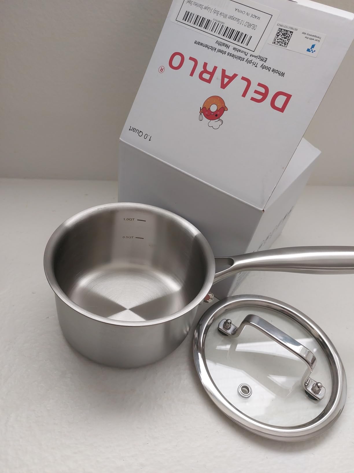 DELARLO Tri-Ply Stainless Steel Saucepan 1QT 2QT 3.5QT Kitchen Pot Set customer photo 2