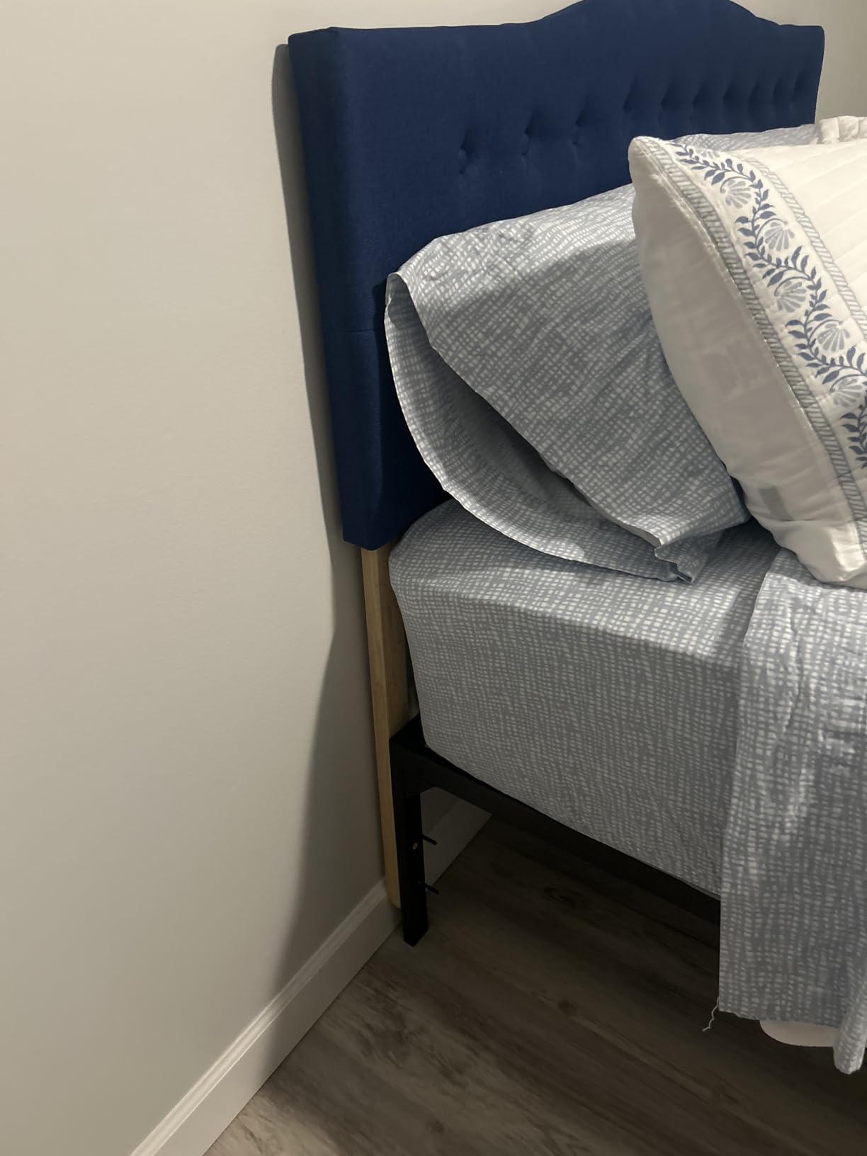 Tufted Headboard King Size, Solid Wood Adjustable Height Head Board, Beige customer photo 2