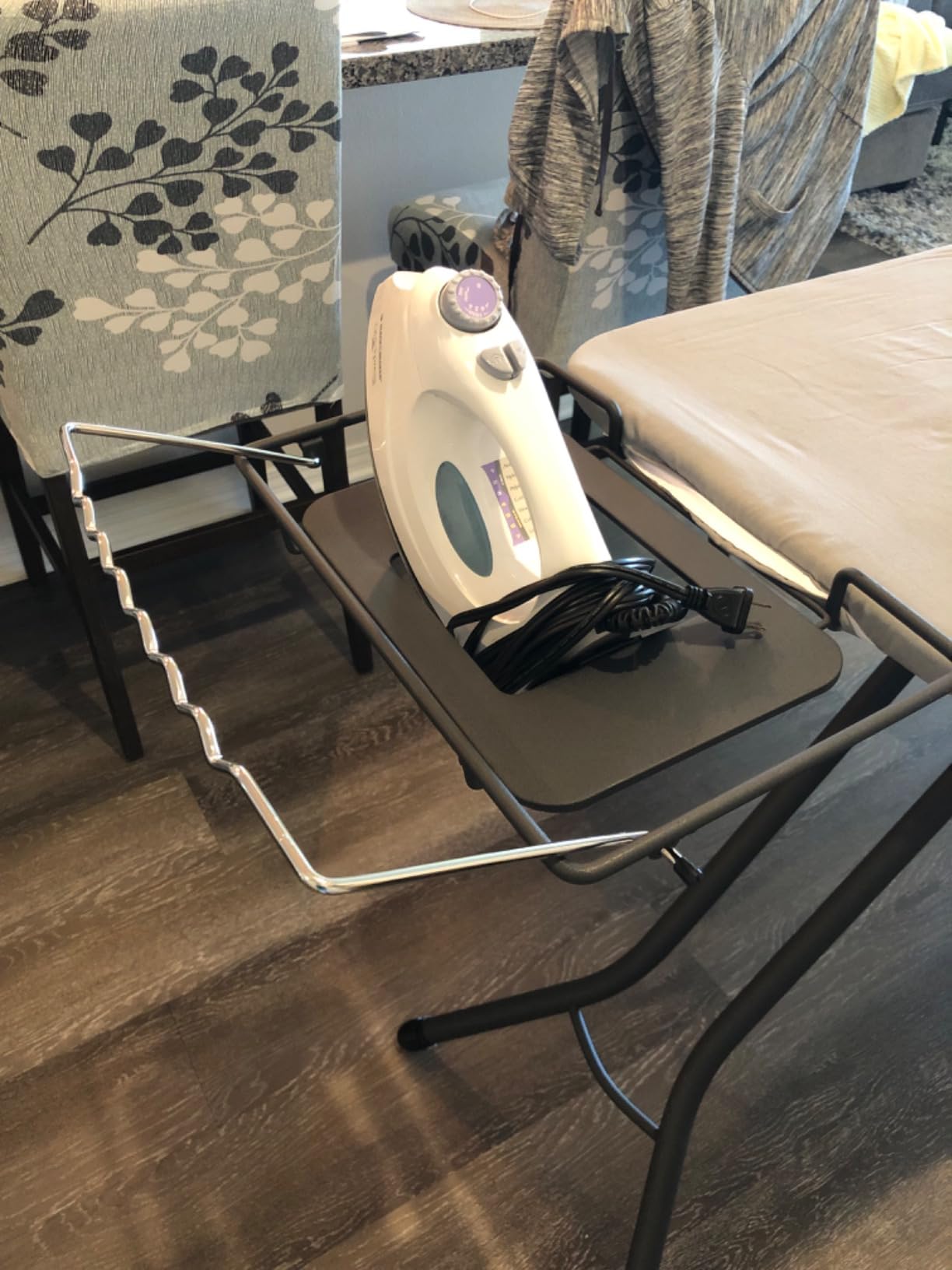 Household Essentials Wide Mega Ironing Board 4-Leg, Steel Top Pressing Station, Matte Black Frame, Grey Cover customer photo 1