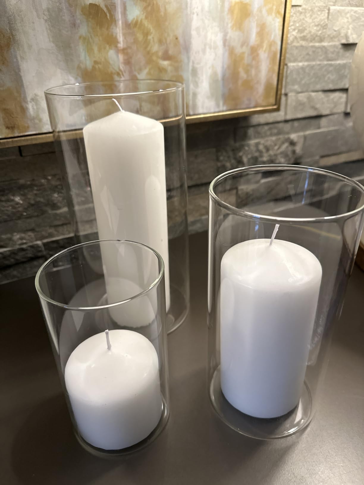 PHOSPHOR Hurricane Candle HoldersFor Pillar Candle Clear Glass Cylinder Centerpieces Vases Table Decoration Centerpiece Floral Room Decor Clear Seeded Bubbles Living Dining Kitchen 6 Pieces customer photo 1