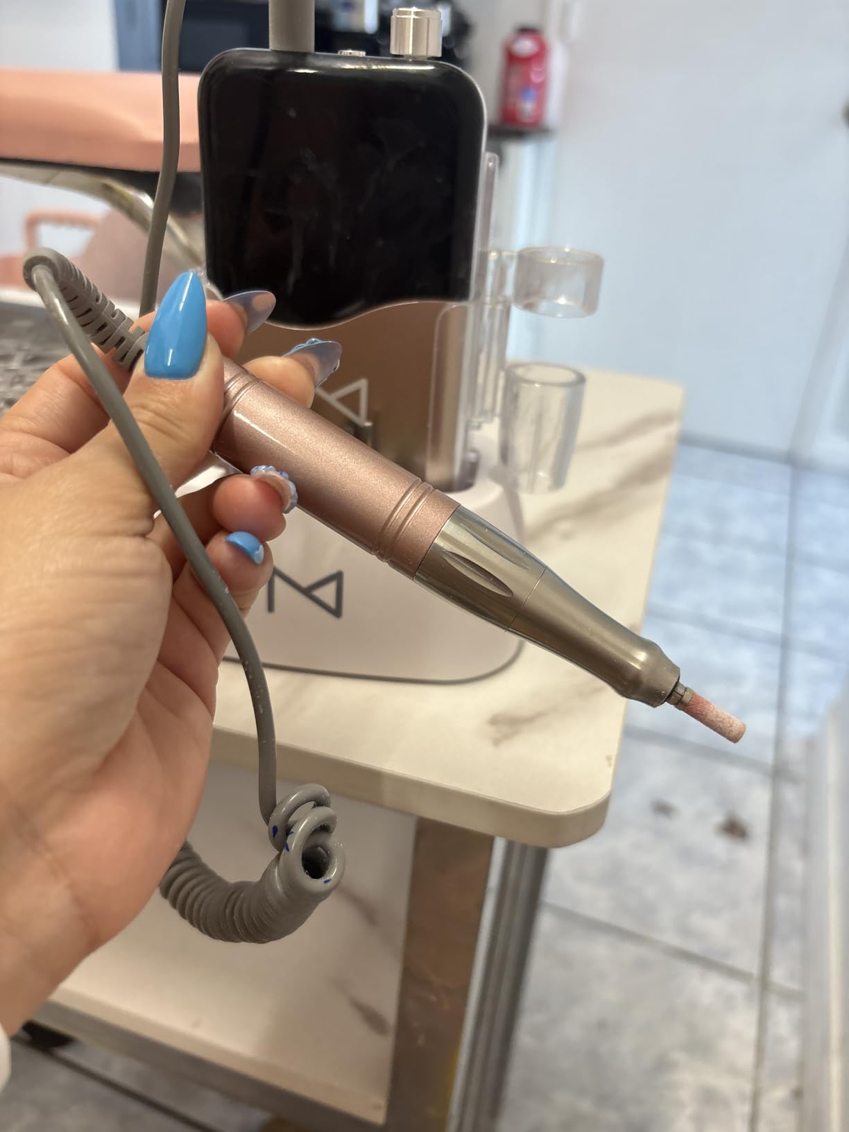 M Mase- Professional Nail Drill Machine, Coreless 2-in-1 (Rose Gold) | Electric, 35000 RPM, Cordless, HD Display - Electric Nail Drill for Professional & Home Use customer photo 1