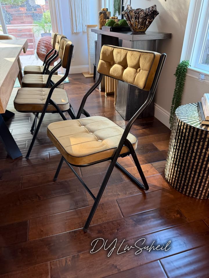 HOMEFUN Padded Folding Chairs, Dining Chair with Cushion, Bule, 4 Pack customer photo 2