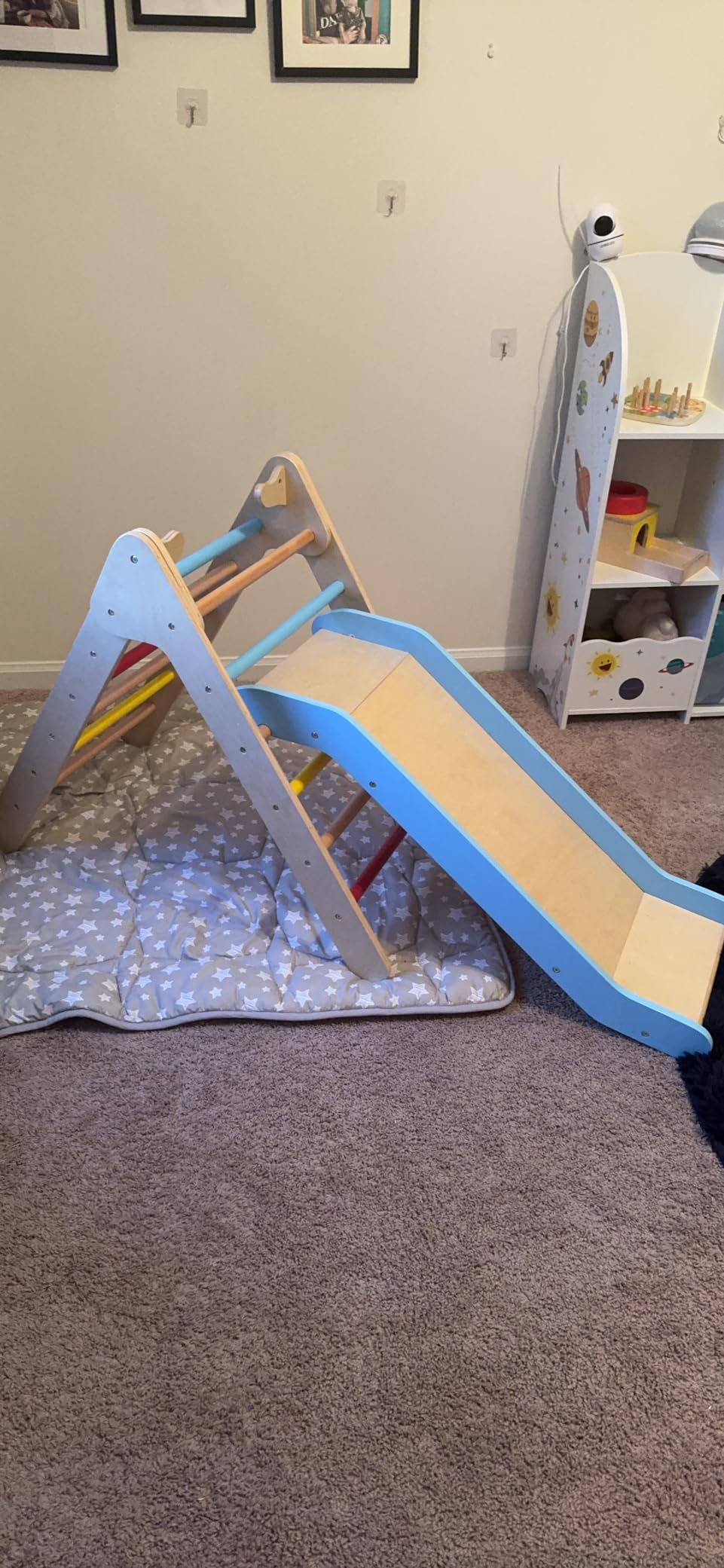 OLAKIDS Pikler Triangle Set 3 in 1 Climbing Toys for Toddlers Foldable Wood Montessori Baby Jungle Gym with Ramp Ladder Slide Kids Indoor Playground Activity Play Structure customer photo 1