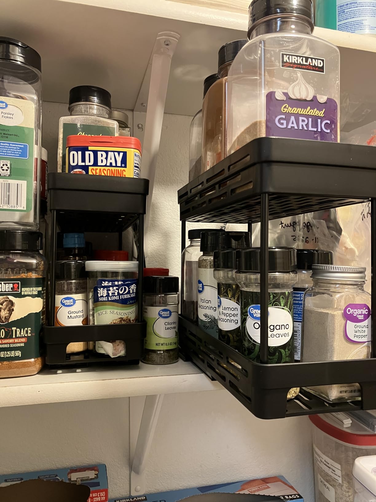 Pull Out Spice Rack Organizer for Cabinet, 3 Packs Slide Out Spice Racks Organizer, Spice Cabinet Organizers, Cabinet Size Need:12'' Highx11'' Deepx5'' Wide,Each Tier Hold 10 Spice Jar - 2 Tier, Black customer photo 2