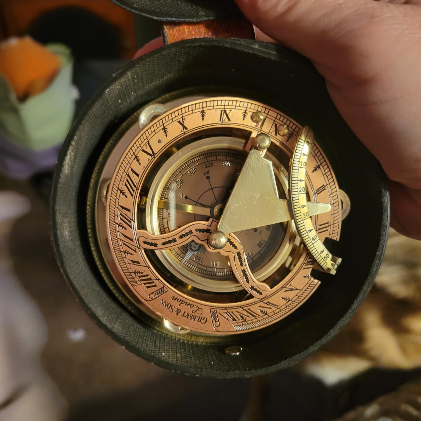 Antique Brass & Copper Sundial Compass, Gift Sun Clock Ship Replica Watch Brass Compass Gift for Men - Nautical Gifts for Men, Best Anniversary Vintage Gifts customer photo 1