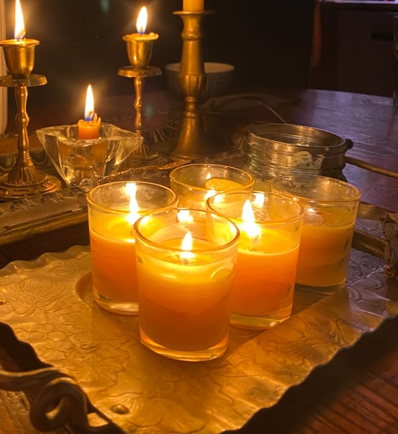 DEYBBY Yellow Beeswax Votive Candles in Glass Jar-6 Pack | Pure Natural Beeswax Votive Candles for Home Room Decor Party Wedding Spa Gift, 12 Hours Burn customer photo 2