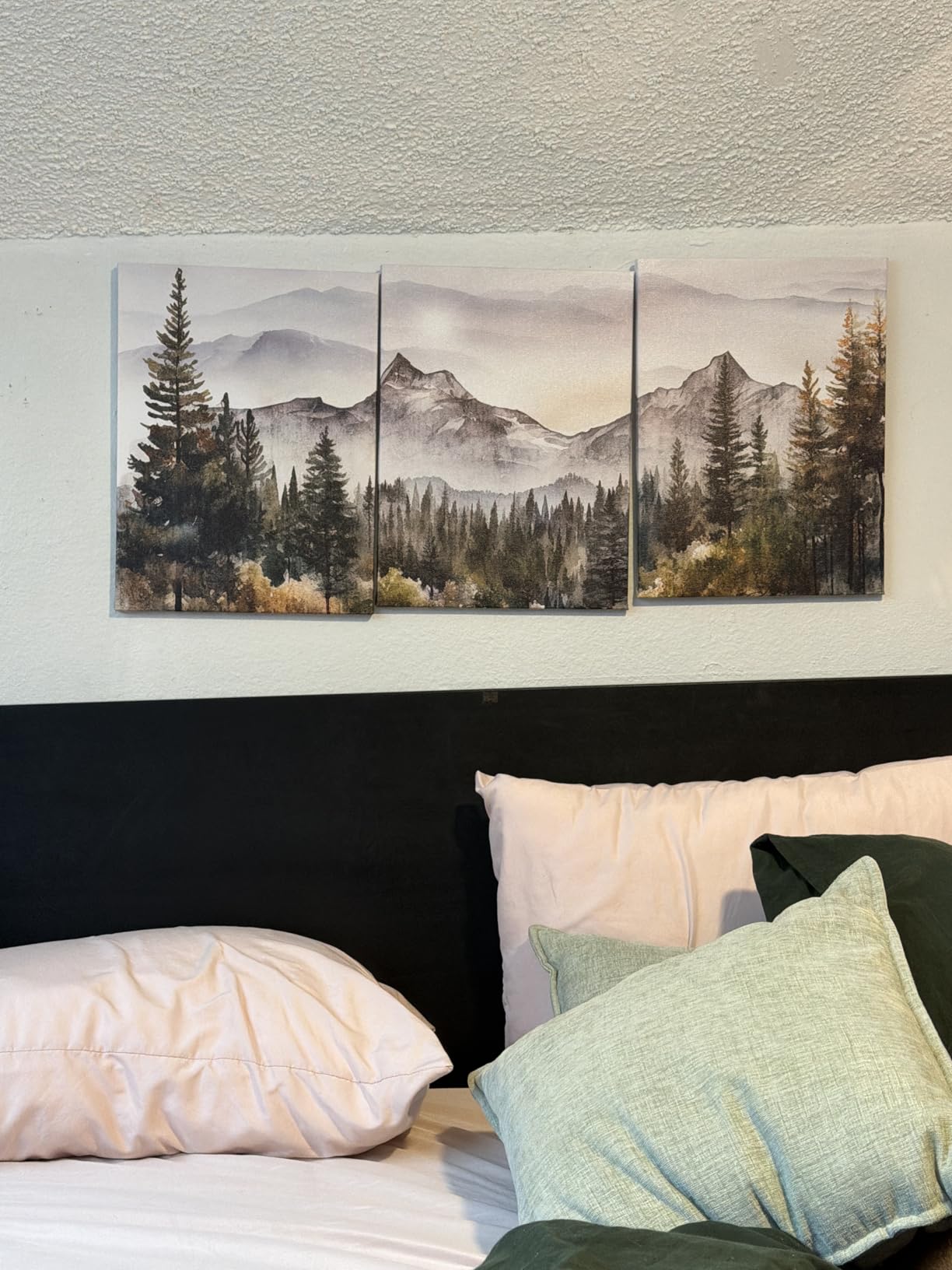 MHARTK66 3 Piece Framed Canvas Art Prints Wall Art for Living Room Modern Wall Decor for Bedroom Office Decor Abstract Mountain Forest Landscapes Ink Painting Ready to Hang Wall Pictures Home Decor customer photo 2