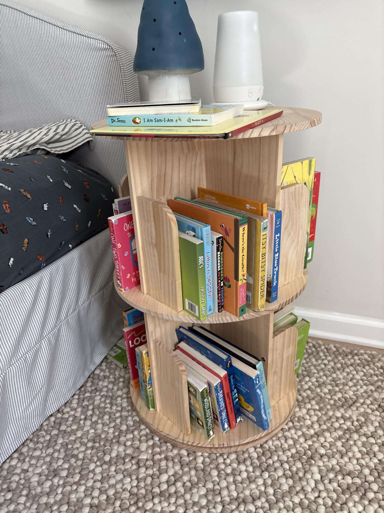 Wooden Rotating Bookshelf 360 Display Floor Standing Bookcase Storage Rack for Kids&Adults Multi-Functional Bookshelf Organizer (3-Tier) customer photo 2