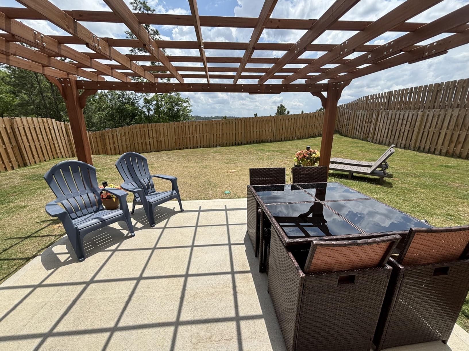 Yardenaler 10x12 FT Wooden Pergola, Cedar Wood Gazebo with Flat Roof, Outdoor Garden Shelter with Stakes Included, Patio, Deck, Backyard, Lawn customer photo 2