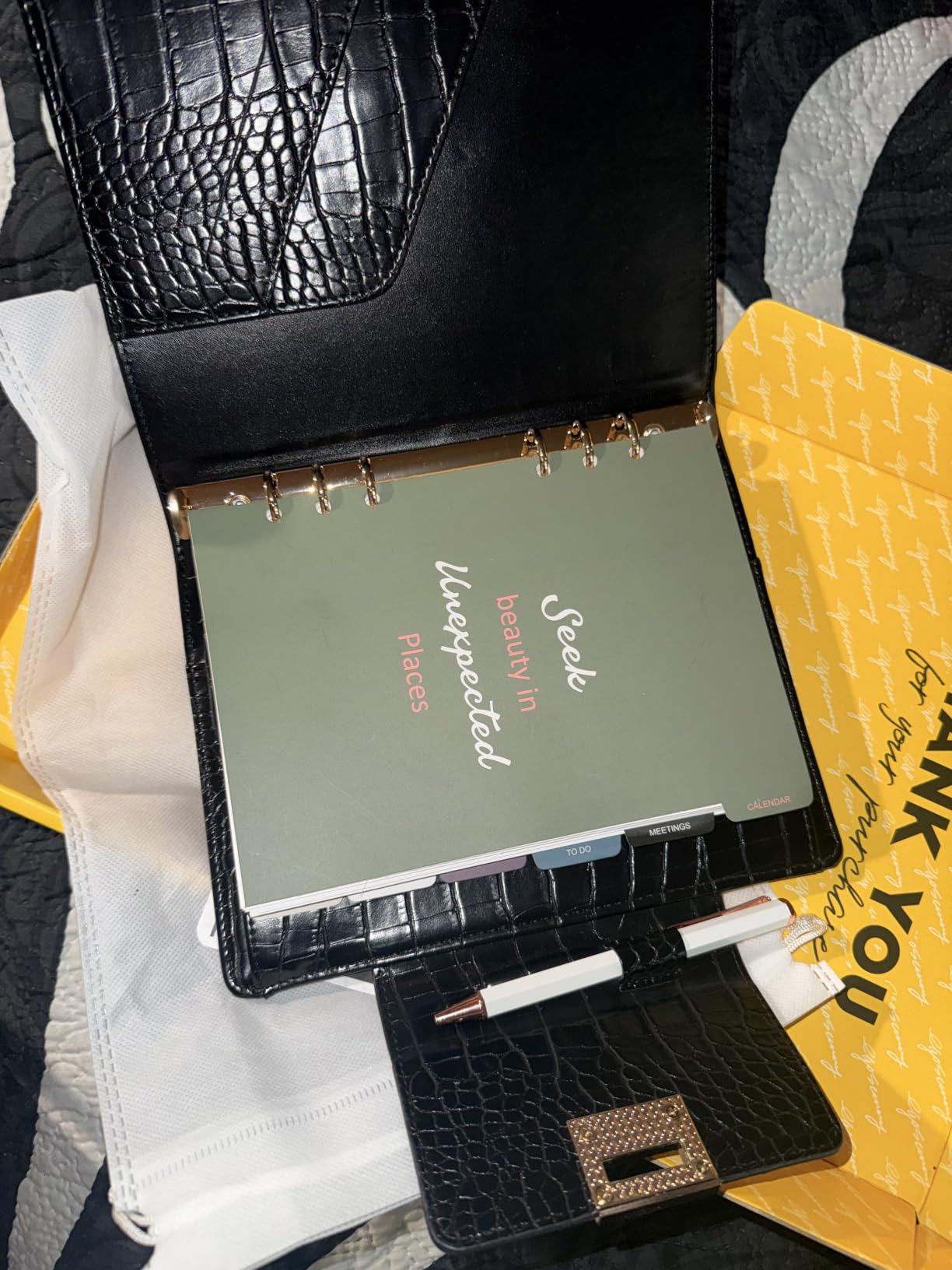 A5 Croc Refined Faux Leather 6-Ring Planner Binder & Ballpoint Pen customer photo 2