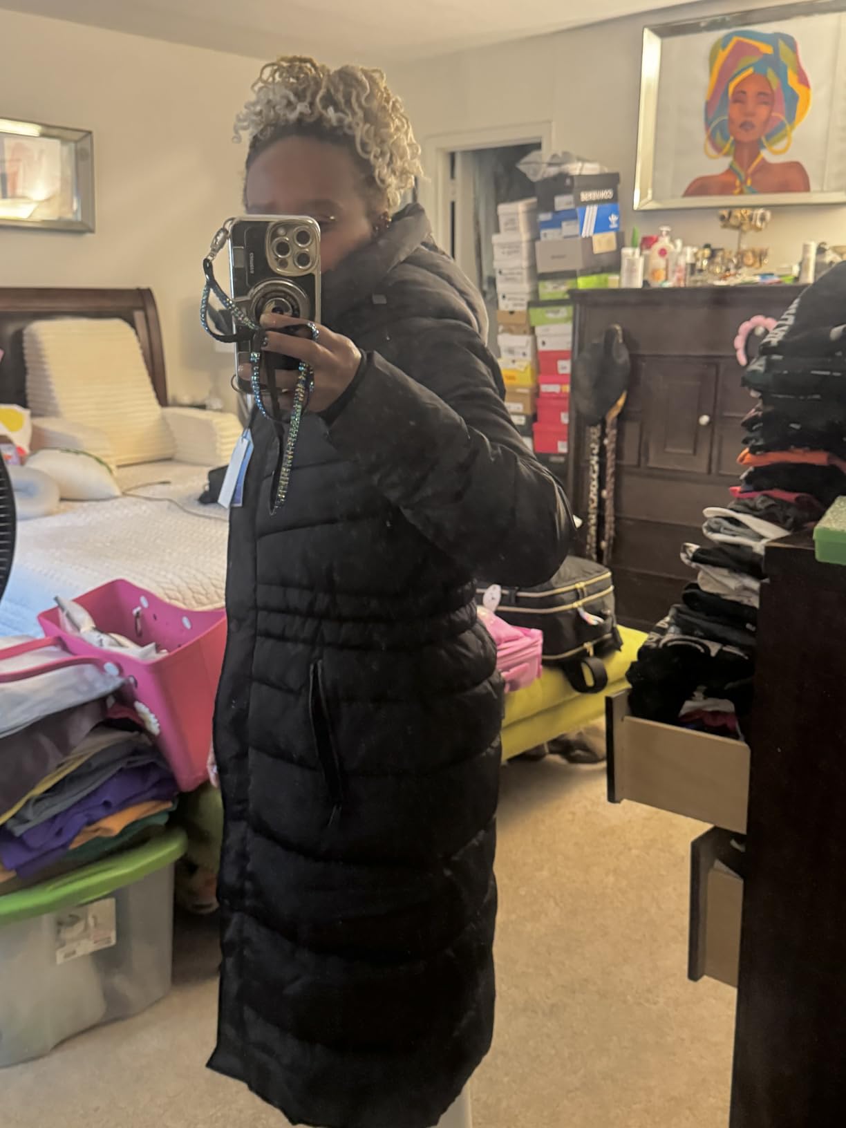 IKAZZ Women's Winter Coats, Thickened Warm Insulated Vegan Down Long Parka Jacket with Hood customer photo 1