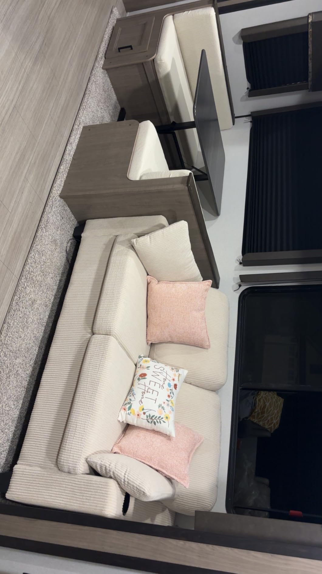 Full Size Pull Out Sleeper Sofa Bed, Pullout Loveseat Couch Bed, Beige customer photo 2