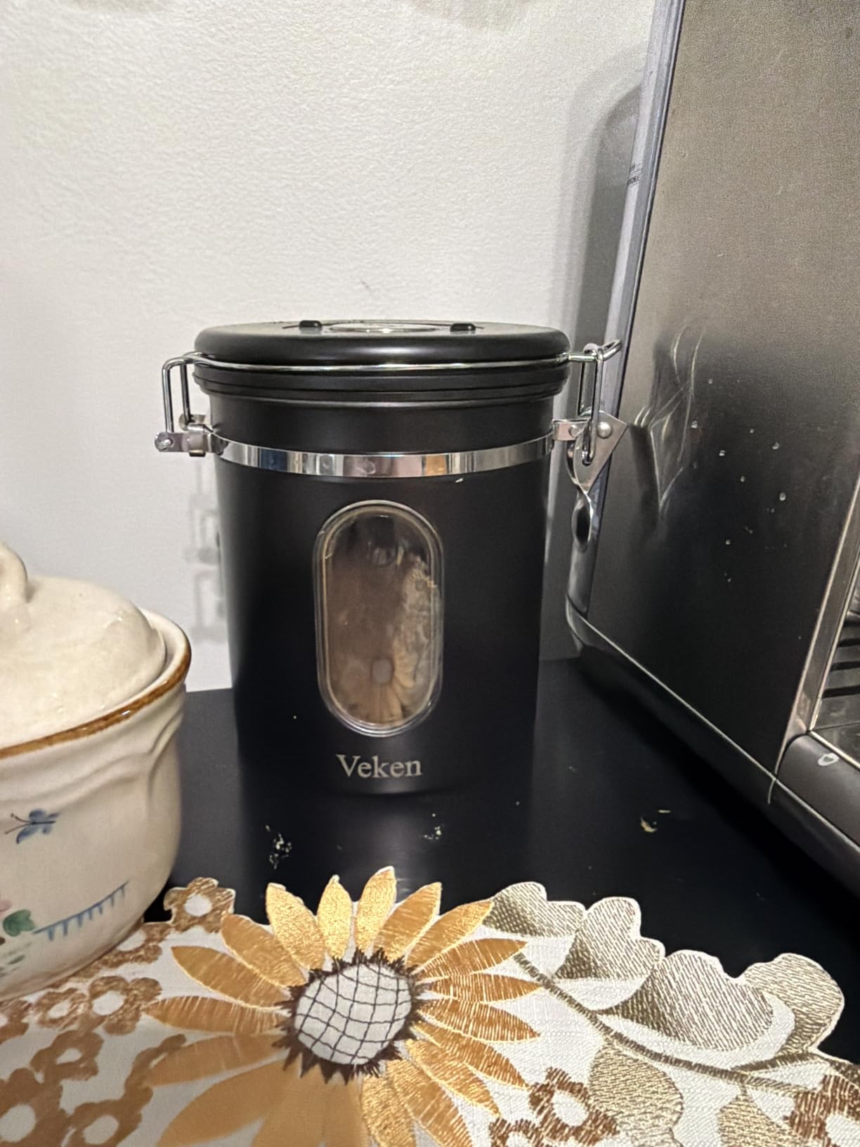 Veken Coffee Canister with Window, Airtight Stainless Steel Compact Jar, 16OZ customer photo 2