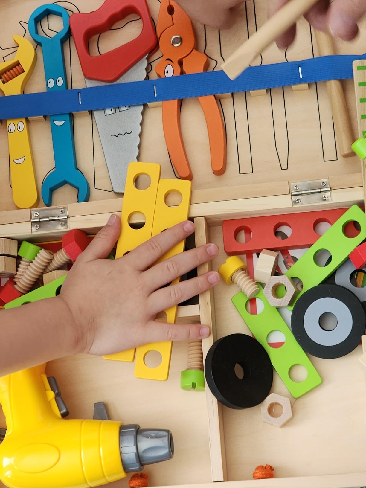 Kids Tool Set Toy with Drill, Stem Montessori Toys for 3 4 5 Years Old Boy Girl, 44 Pcs Wooden Toddler Tool Kits Inc Box, Learning Educational Construction Toy customer photo 2