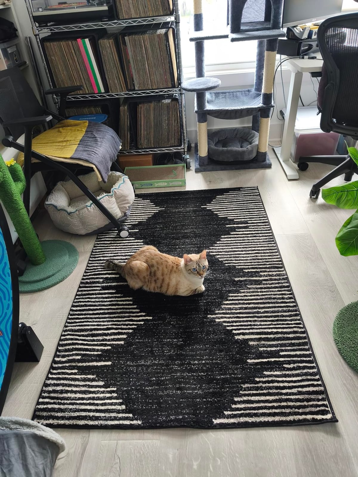 Rugshop Bohemian Stripe Stain Resistant Area Rug Black 6'6