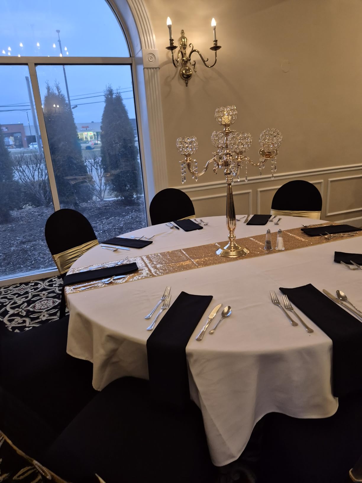 4 Packs 5 Arms Crystal Candelabra Wedding Centerpiece,Gold customer photo 1